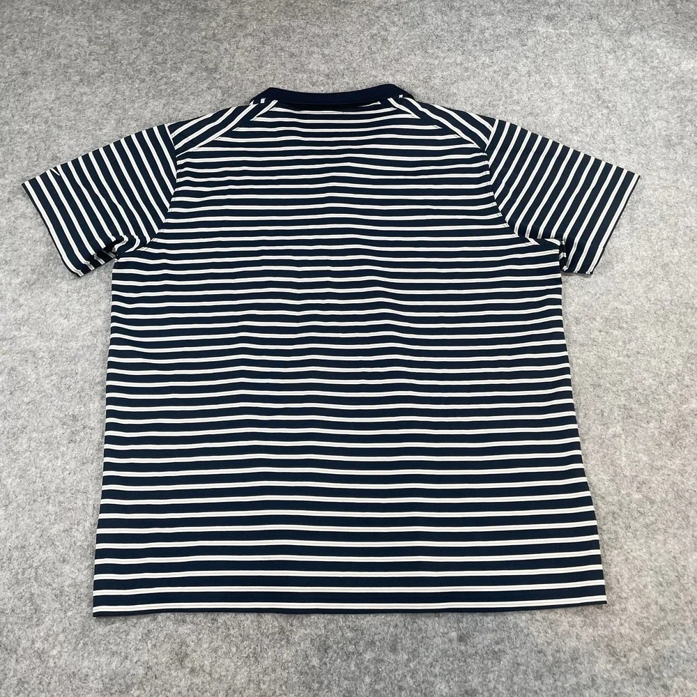 Nike Mens Polo Shirt XXL Navy Blue Striped Dri-FIT Short Sleeve Activewear